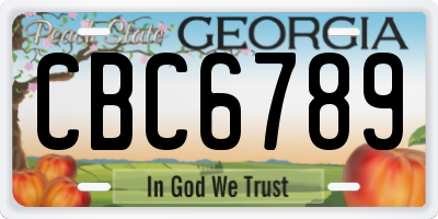 GA license plate CBC6789