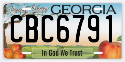 GA license plate CBC6791