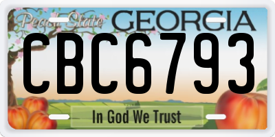 GA license plate CBC6793