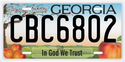 GA license plate CBC6802
