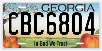 GA license plate CBC6804