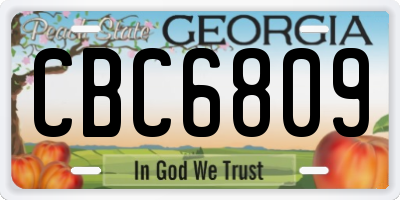 GA license plate CBC6809