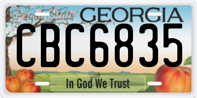 GA license plate CBC6835