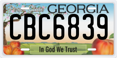 GA license plate CBC6839