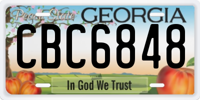GA license plate CBC6848
