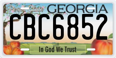 GA license plate CBC6852
