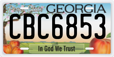 GA license plate CBC6853