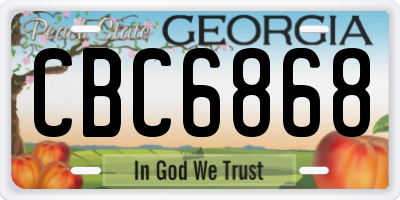 GA license plate CBC6868