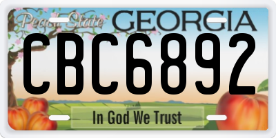 GA license plate CBC6892