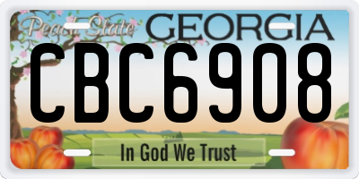 GA license plate CBC6908
