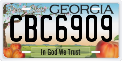 GA license plate CBC6909