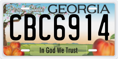 GA license plate CBC6914
