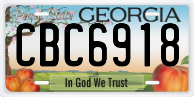 GA license plate CBC6918