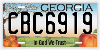 GA license plate CBC6919