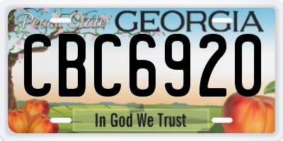 GA license plate CBC6920