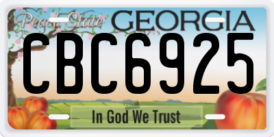 GA license plate CBC6925