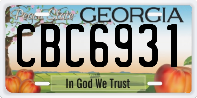 GA license plate CBC6931