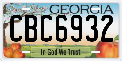 GA license plate CBC6932