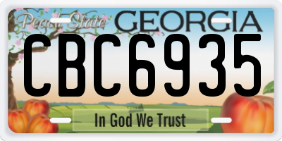 GA license plate CBC6935