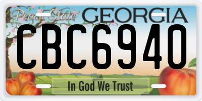 GA license plate CBC6940