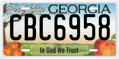 GA license plate CBC6958