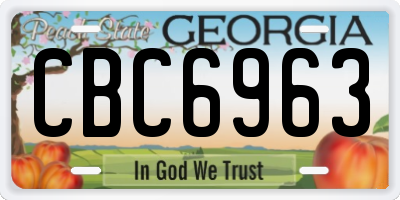 GA license plate CBC6963