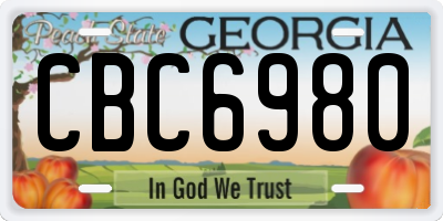GA license plate CBC6980