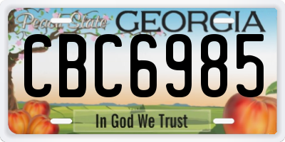 GA license plate CBC6985