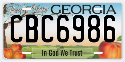 GA license plate CBC6986