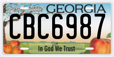GA license plate CBC6987