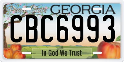 GA license plate CBC6993