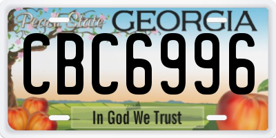 GA license plate CBC6996