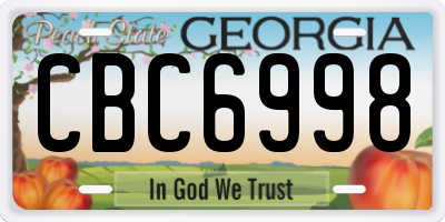 GA license plate CBC6998