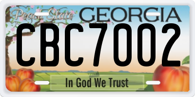 GA license plate CBC7002