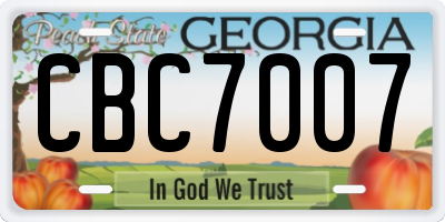 GA license plate CBC7007