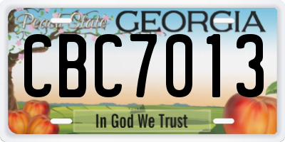 GA license plate CBC7013
