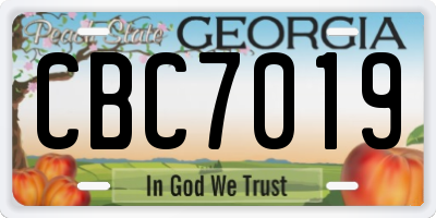 GA license plate CBC7019