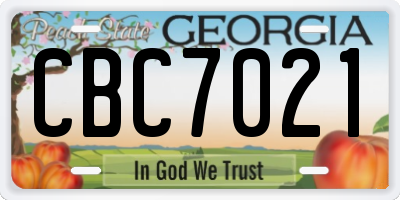 GA license plate CBC7021