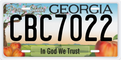 GA license plate CBC7022