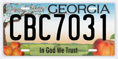 GA license plate CBC7031