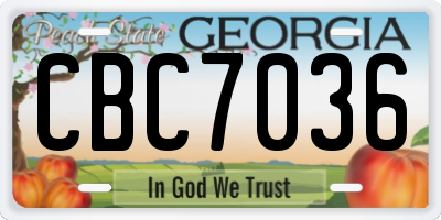 GA license plate CBC7036