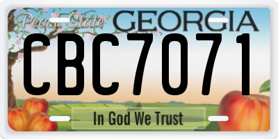 GA license plate CBC7071
