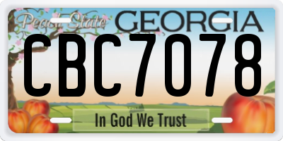 GA license plate CBC7078