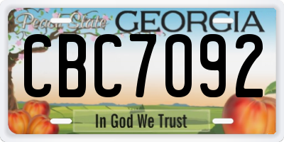 GA license plate CBC7092