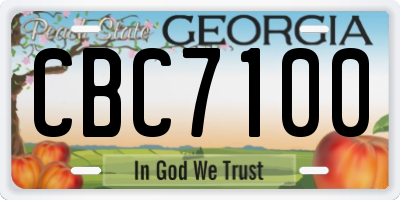 GA license plate CBC7100