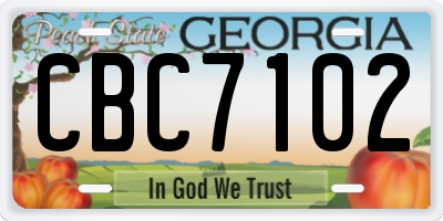GA license plate CBC7102