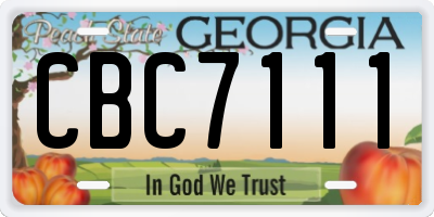 GA license plate CBC7111