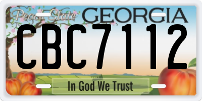 GA license plate CBC7112
