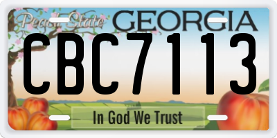 GA license plate CBC7113