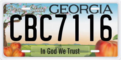 GA license plate CBC7116